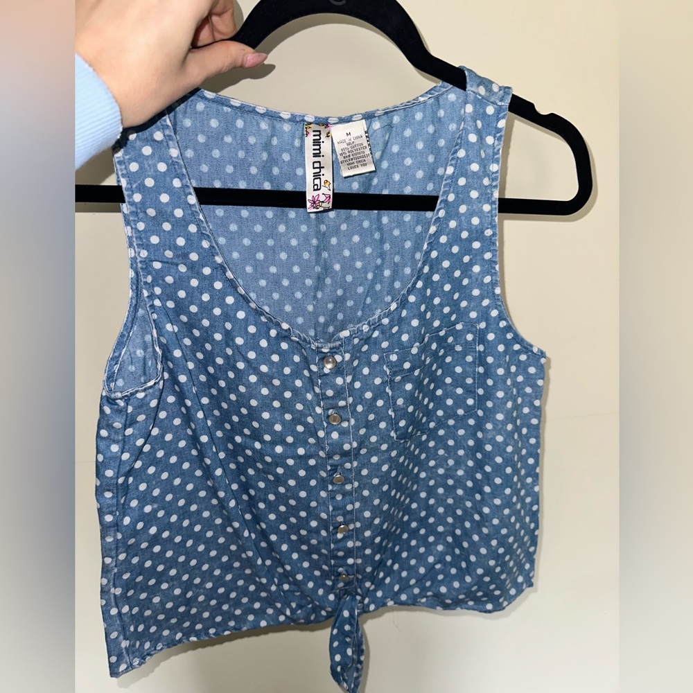 mimi chica button up cropped blouse size M